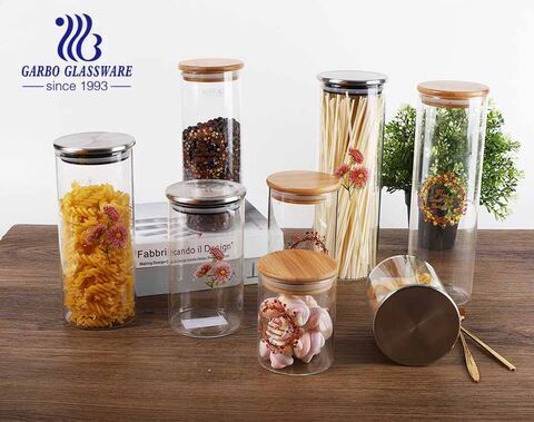 Frasco de vidro borosilicato de formato redondo com capacidade diferente para armazenamento de alimentos