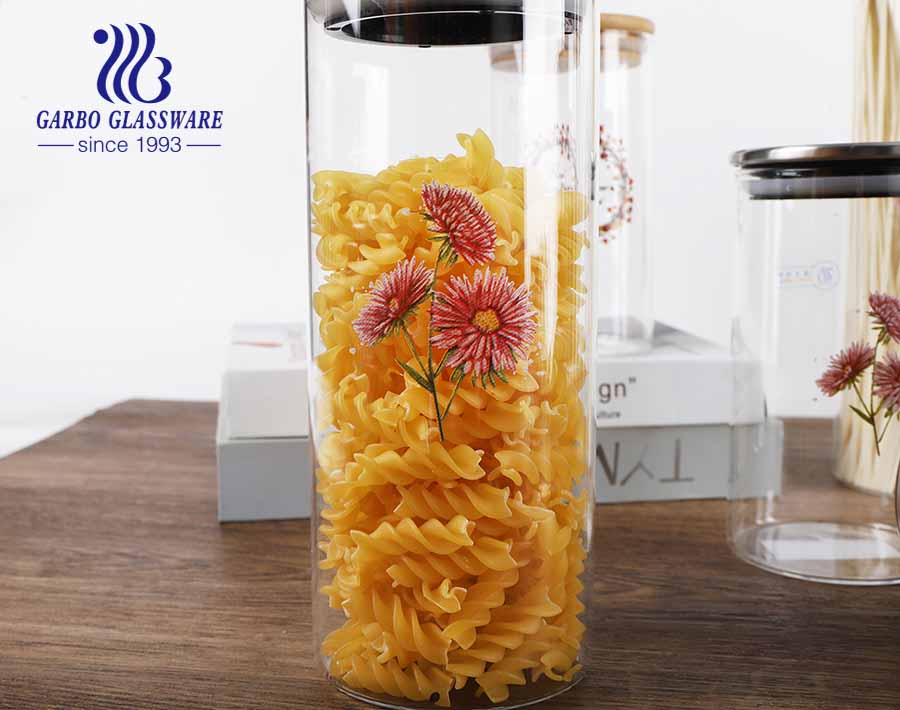 Frasco de vidro borosilicato de formato redondo com capacidade diferente para armazenamento de alimentos
