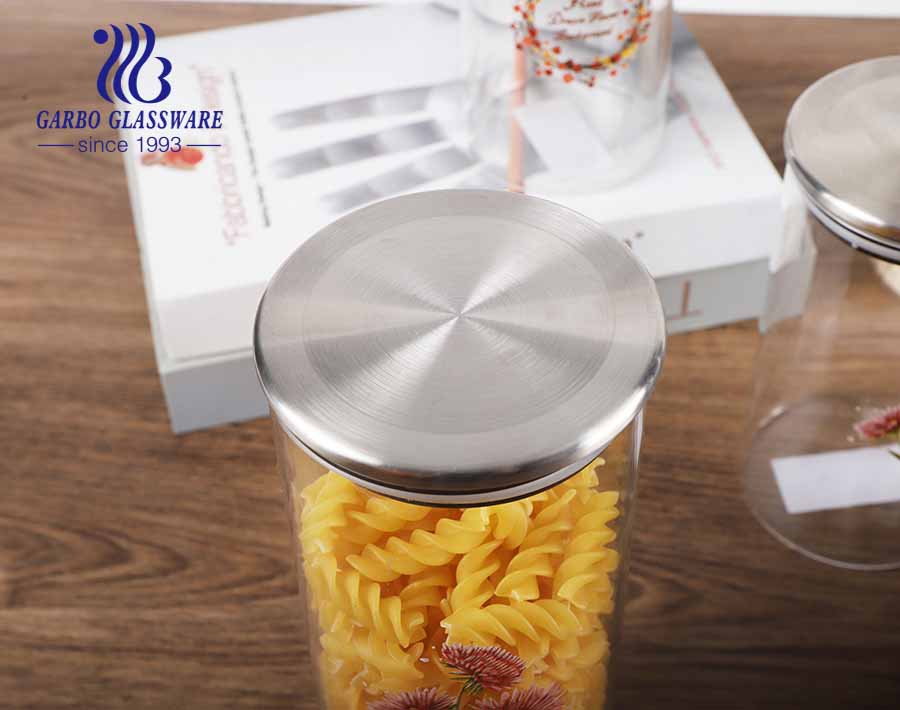 Frasco de vidro borosilicato de formato redondo com capacidade diferente para armazenamento de alimentos