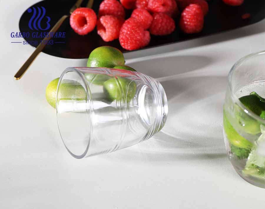 Modern Japanese Korean style egg shape glass tumbler with stripe for tea