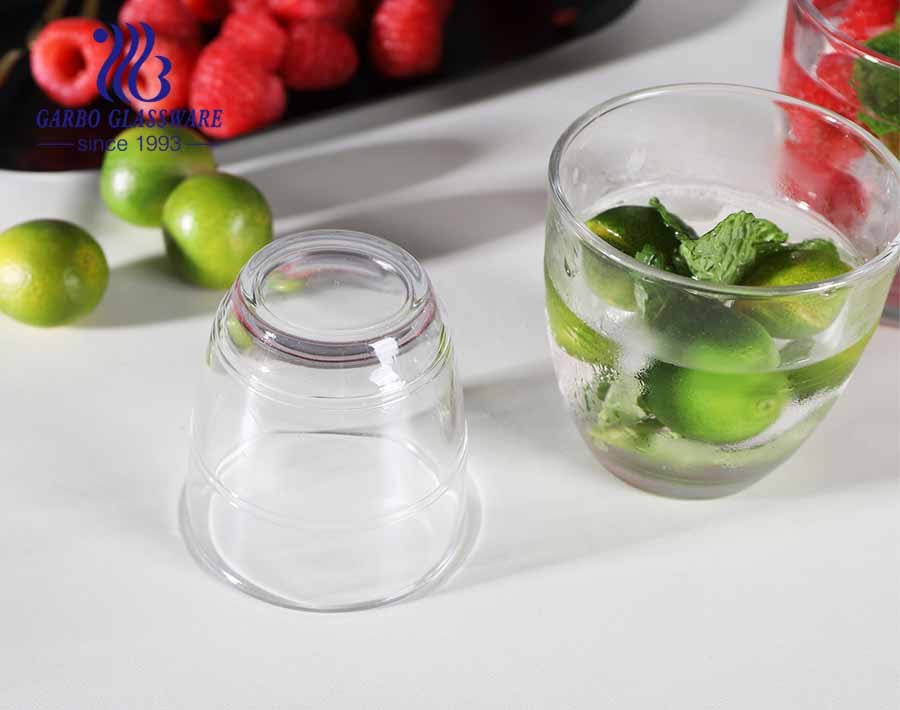 Modern Japanese Korean style egg shape glass tumbler with stripe for tea