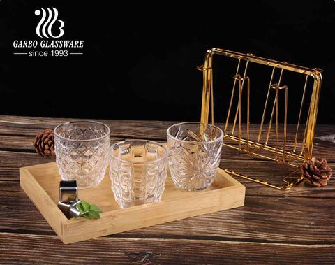 كوب شاي زجاجي محفور بسعة 8 أونصات من عصير الويسكي مع تصميمات خاصة من Garbo Glassware