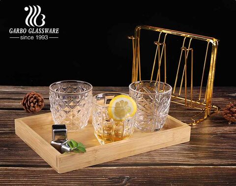 Tasse en verre à thé de jus de whisky gravé en forme d'oeuf de 8 oz avec des conceptions privées de verrerie Garbo