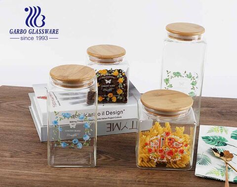 800 ml Lebensmittelbehälter mit luftdicht verschlossenem Bambusdeckel Glasbehälter für Lebensmittel zum Servieren von Kaffee-Tee-Gewürzen