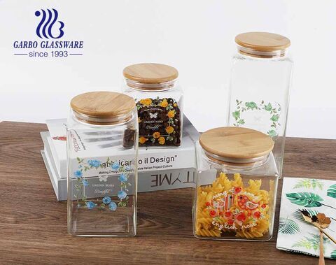 800 ml food storage jar with airtight seal bamboo lid glass food storage canister for serving coffee tea spice manufacturers