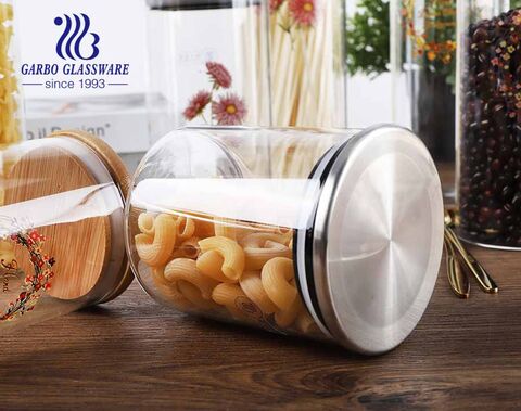 800 ml food storage jar with airtight seal bamboo lid glass food storage canister for serving coffee tea spice