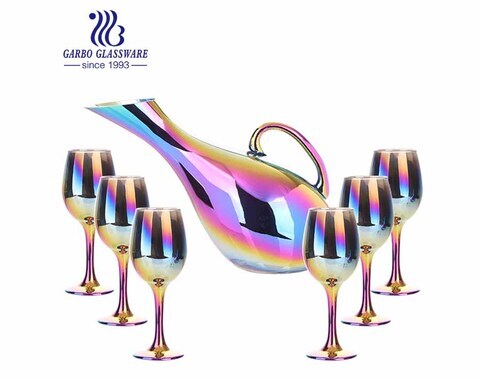 Garbo Decanter decorativo colorato per placcatura ionica Set decanter per bicchiere da vino rosso inclinato