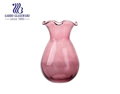 Фиолетовый красный свадебное использование настольная модная стеклянная ваза для цветов Форма цветка большой рот 8 дюймов Высота Идеальные держатели для украшения дома