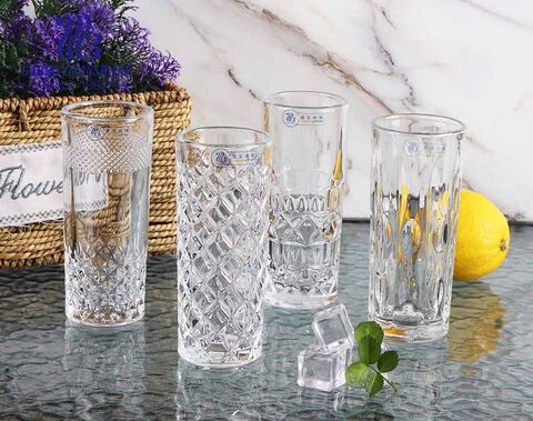 Tall and slim shape 9oz engraved cup Garbo Glassware developed mold