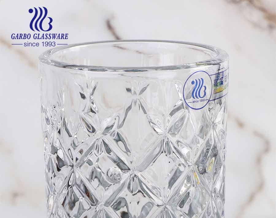 Taza grabada de 9 oz de forma alta y delgada Molde desarrollado por Garbo Glassware