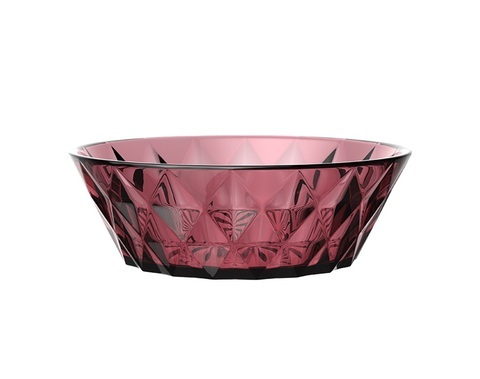 New Design Style 9-inch Solid Color Glass Fruit Salad Bowl with Rhombic Diamond Pattern