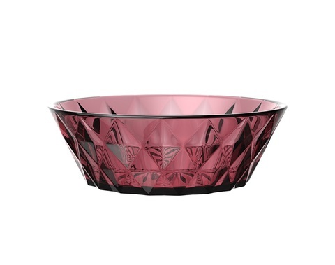 Nouveau bol à salade de fruits en verre de couleur unie de 9 pouces de style design avec motif losange losange