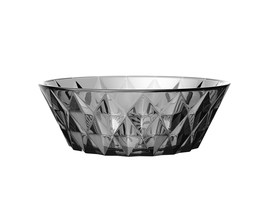 New Design Style 9-inch Solid Color Glass Fruit Salad Bowl with Rhombic Diamond Pattern