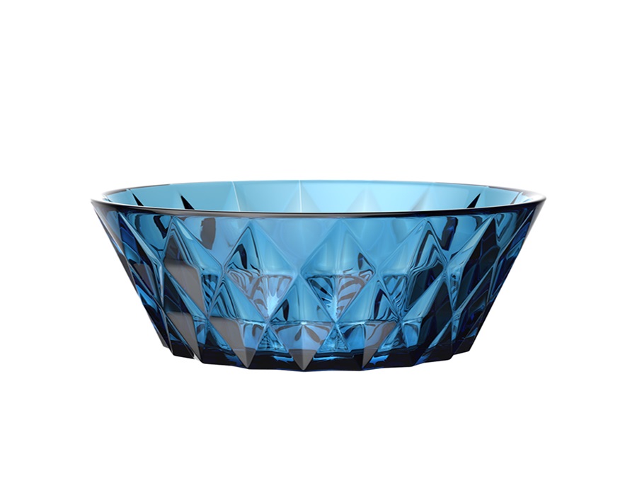 New Design Style 9-inch Solid Color Glass Fruit Salad Bowl with Rhombic Diamond Pattern