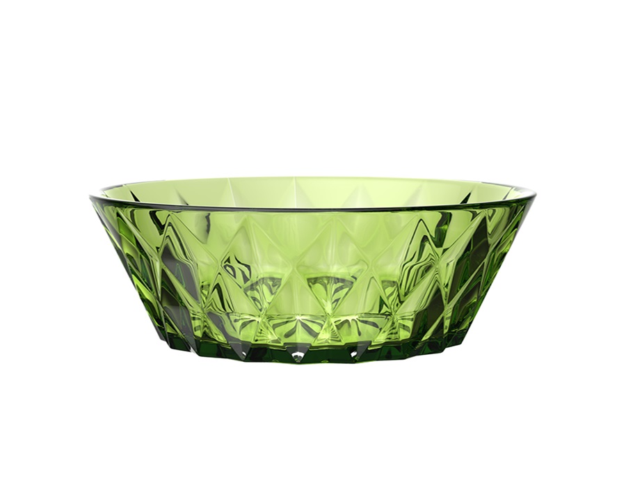 New Design Style 9-inch Solid Color Glass Fruit Salad Bowl with Rhombic Diamond Pattern