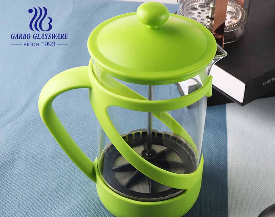 Hitzebeständige Borosilikatglas French Press Kaffeemaschine Edelstahl Isolierte Kaffeepresse