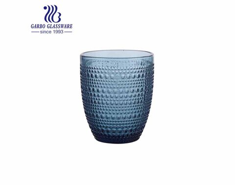 Verres à eau en verre de couleur unie bleue de 300 ml en forme d'oeuf Vente chaude pour Noël