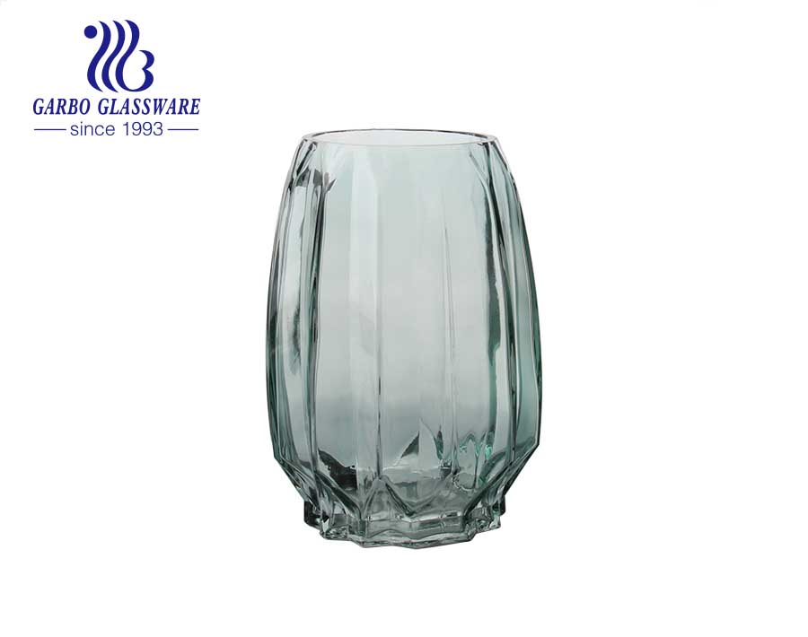 Romantic  Ideal Wedding Use Purple Glass Vase Glass Flower Holder Fancy Engraved pattern glass vase