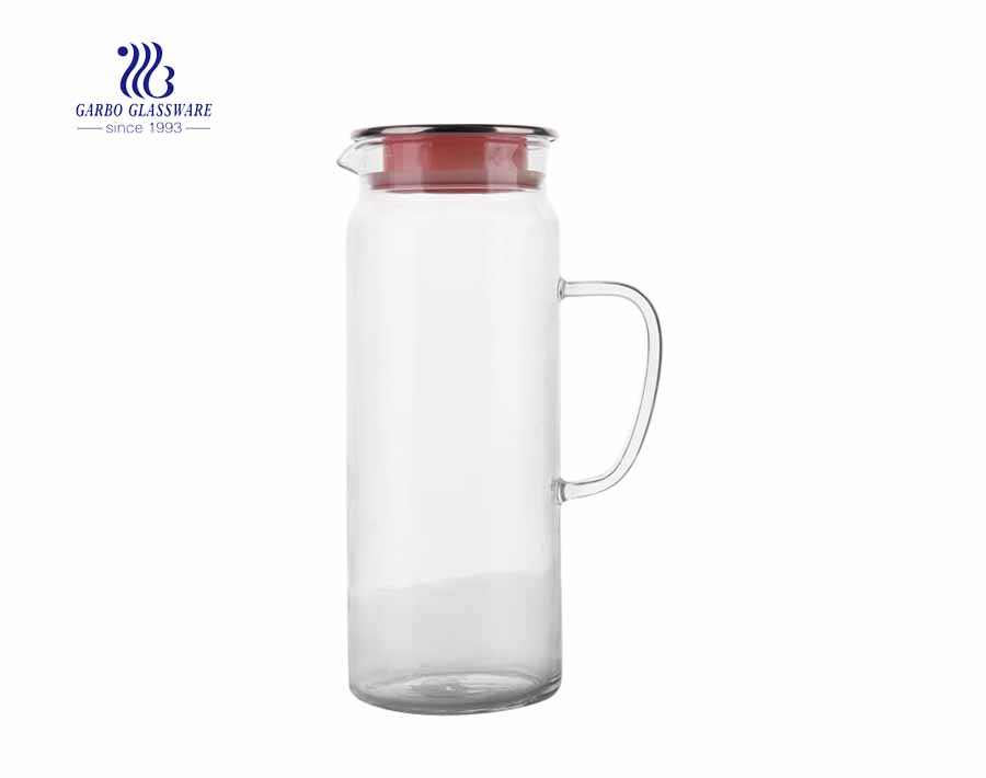 Novo conjunto de bule de vidro de borosilicato com xícaras de alça para suco de frutas Conjunto de vidro de água com 5 unidades