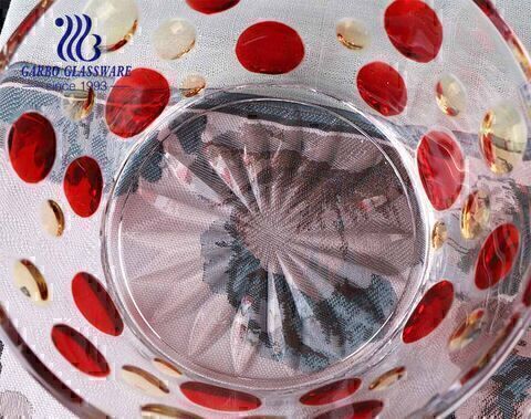 New pattern engraved design spraying color glass salad bowl set with customized color box packing