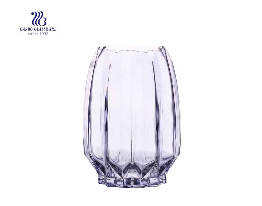 Floortop Rainbow Purple  Swan Neck  Clear Soda lime Glass Vase Homeuse decorative flower  holder glass collection 