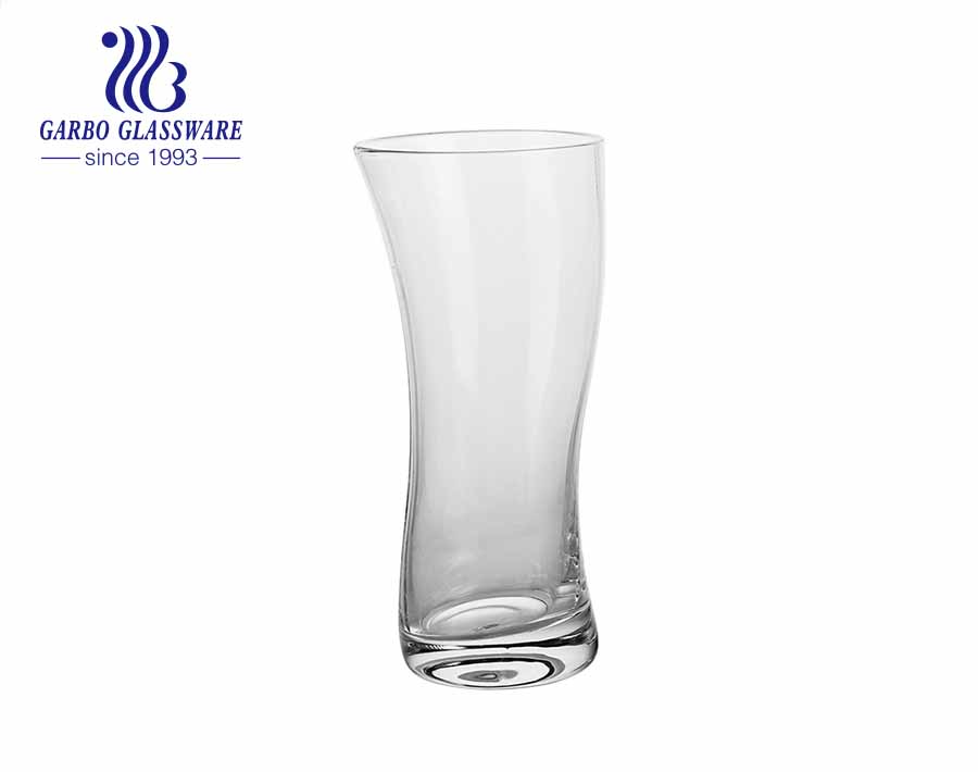 New design glassware for 2021 creative ivory shape handmade blown glass tumbler with stripe