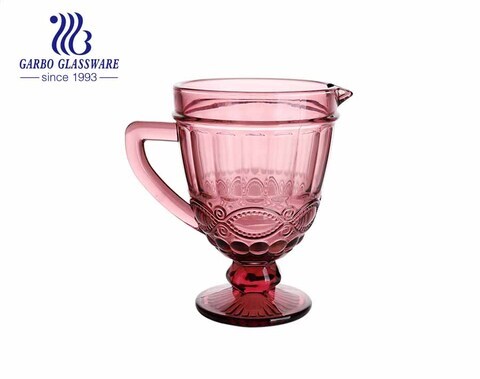 Elegante brocca per bevande d'acqua Bella brocca in vetro con motivo floreale inciso Succo di frutta Tè freddo con beccuccio
