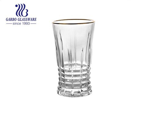 DIAMOND brand in stock glassware standard 8oz engraved glass cup with food safe gold rim