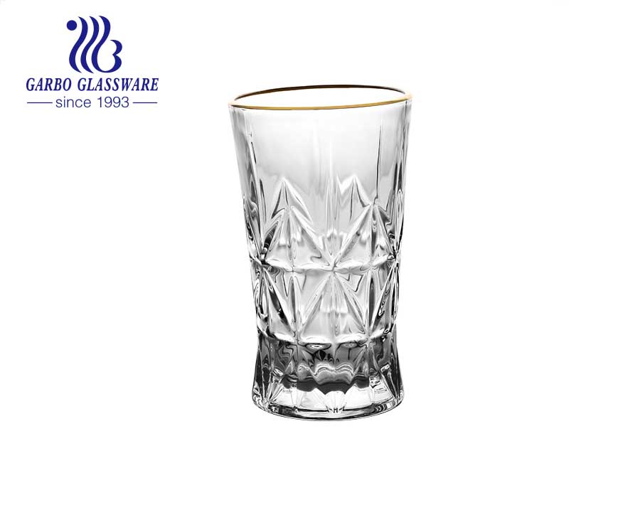 DIAMOND brand in stock glassware standard 8oz engraved glass cup with food safe gold rim