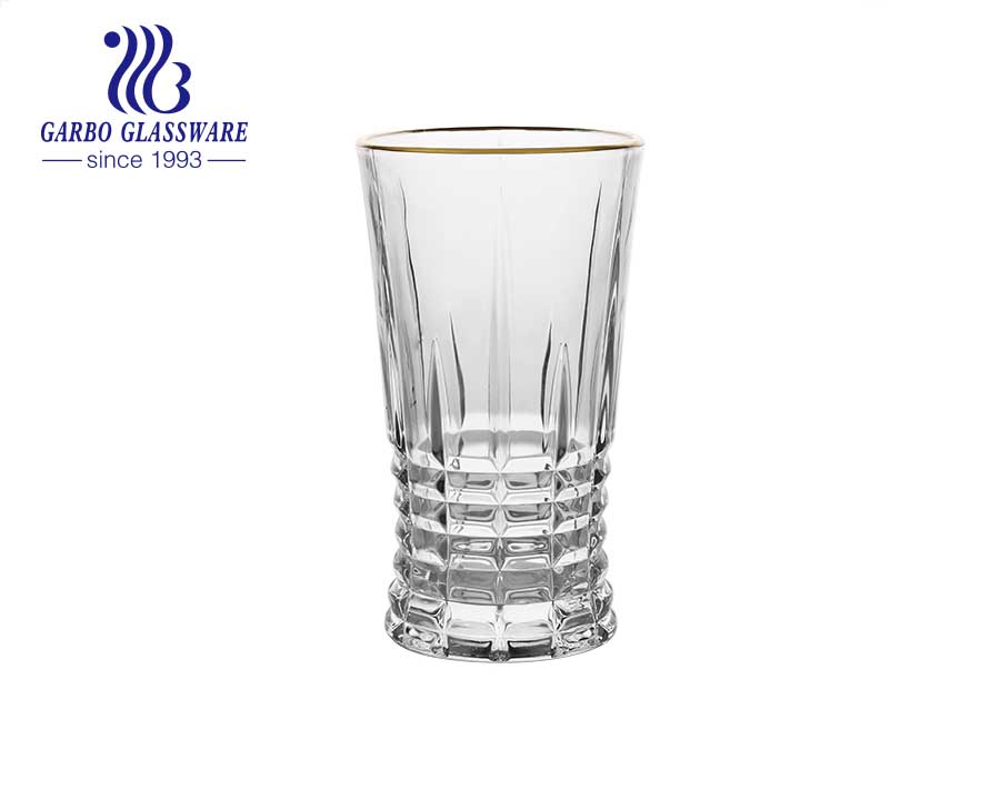 DIAMOND brand in stock glassware standard 8oz engraved glass cup with food safe gold rim
