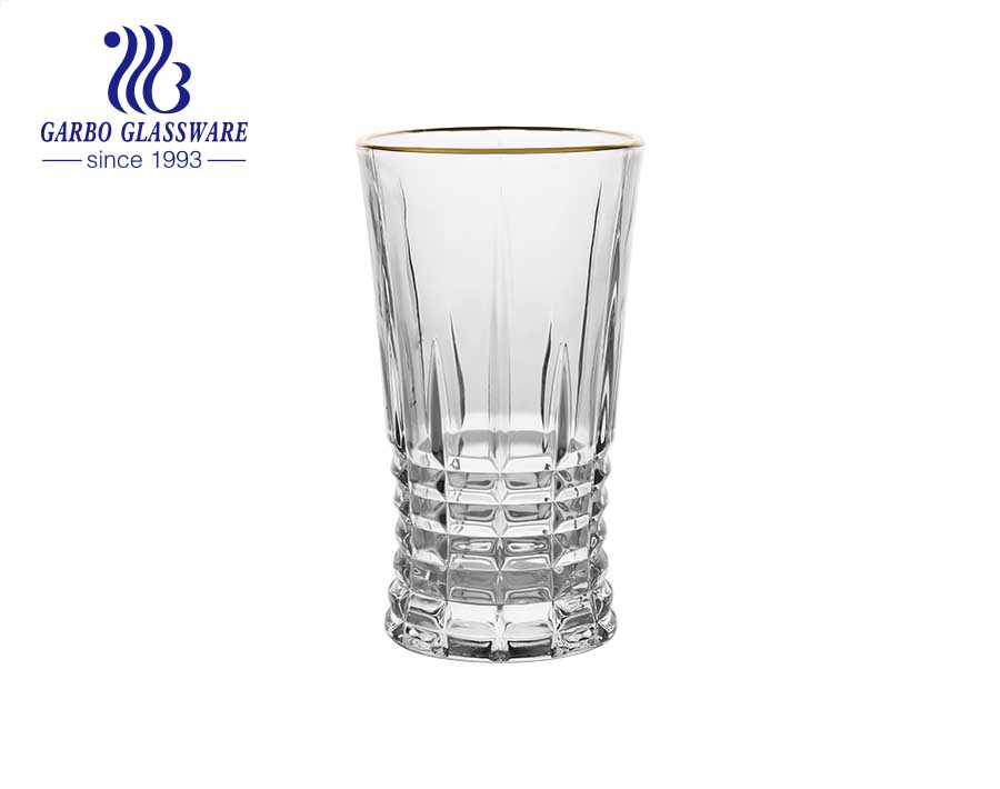 DIAMOND Marke auf Lager Glaswaren Standard 8oz gravierte Glasschale mit lebensmittelechtem Goldrand