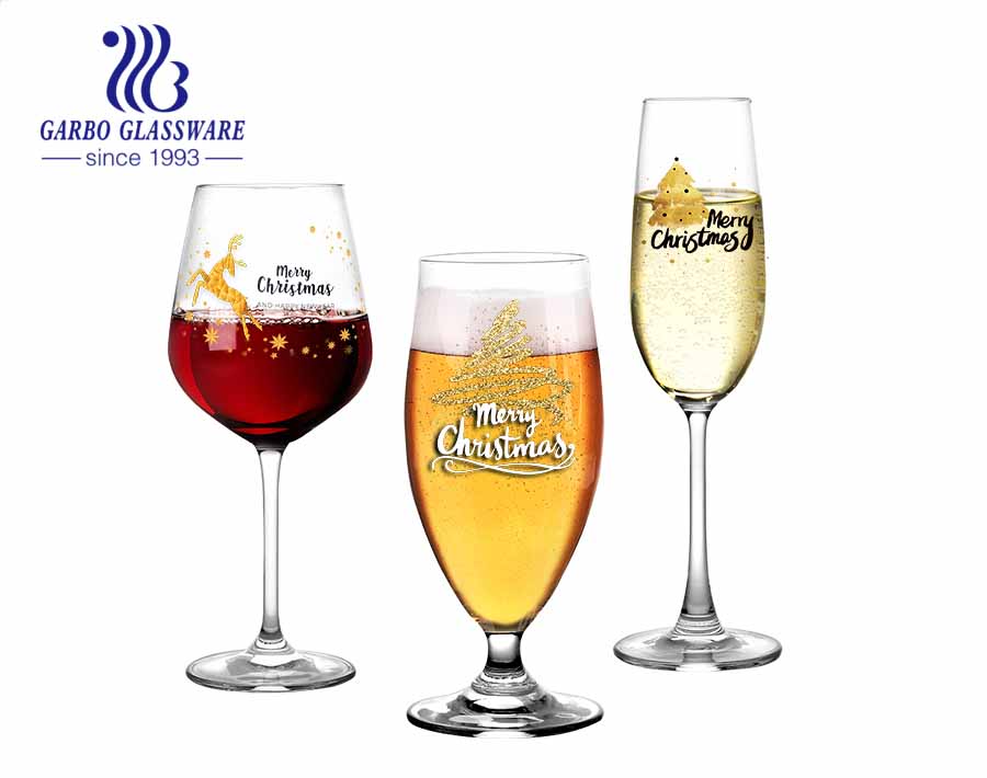 Hot Sale Gife articles placage ionique Verres à pied colorés 325 ml Coupe en verre pour la bière Champagne