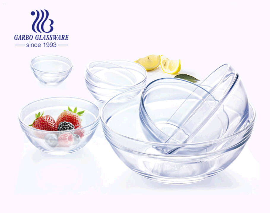 Ensaladera de cristal barata del diseño clásico simple de 9 pulgadas con buena calidad y precio bajo