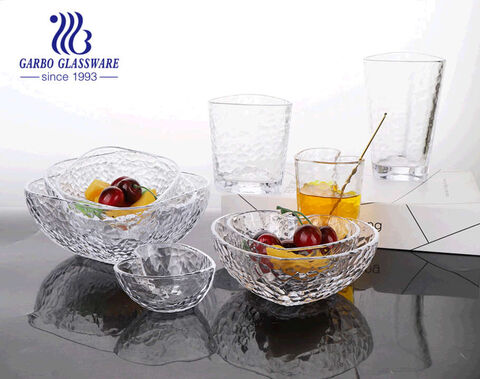 Hammer pattern 5-inch 300ml mini-size glass pressed bowl with good quality