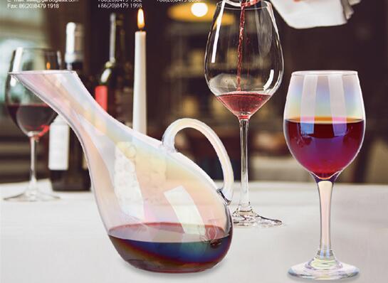 New design glassware set: Ion Plating Colorful Glass Wine Decanter Set