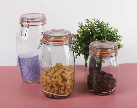 1.5 Liters glass mason canning jars with wide mouth glass storage jars with clamp lids 