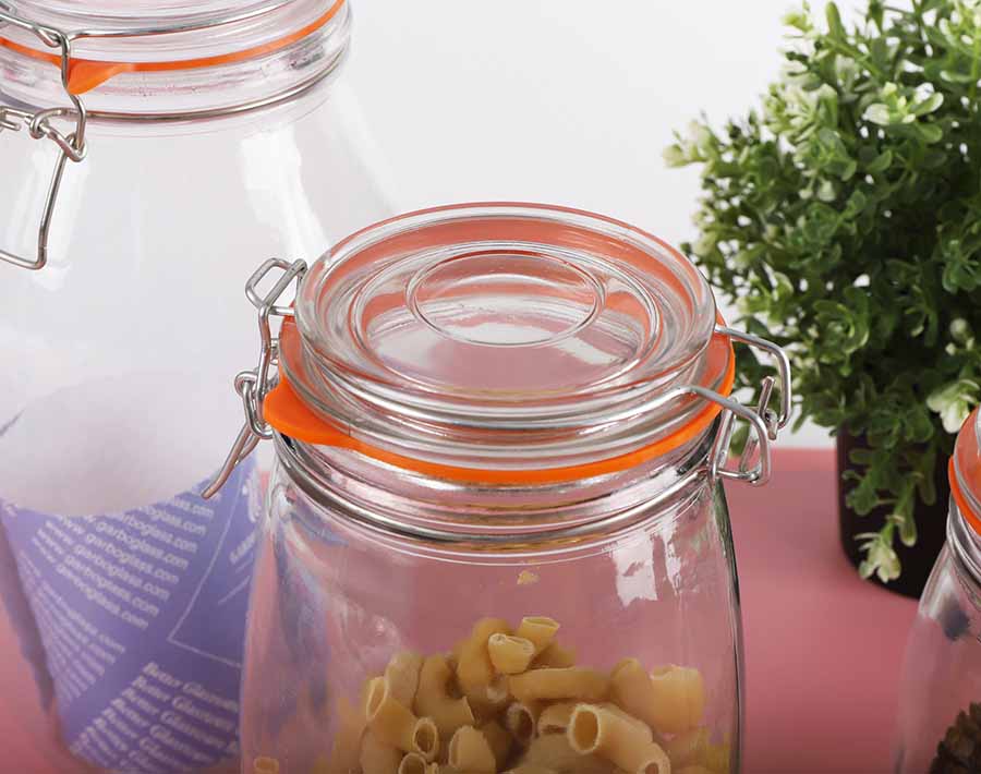 1.5 Liters glass mason canning jars with wide mouth glass storage jars with clamp lids 