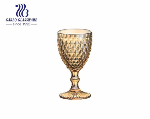 300ml big diamond design glass goblets for wine and juice drinking for restaurant using