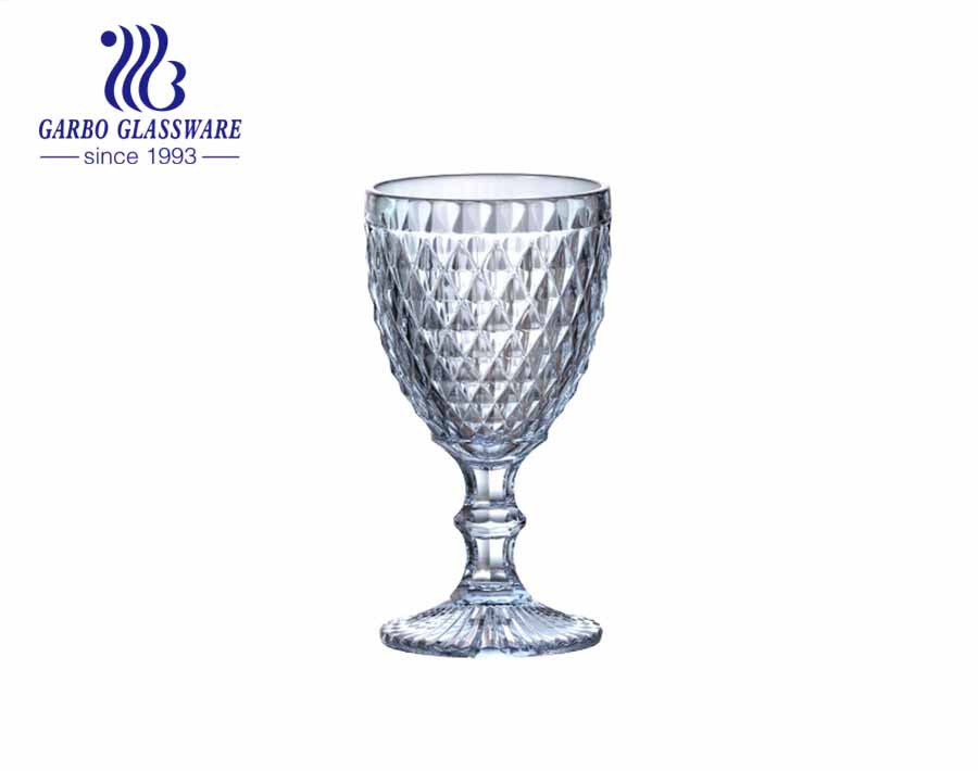 300ml big diamond design glass goblets for wine and juice drinking for restaurant using