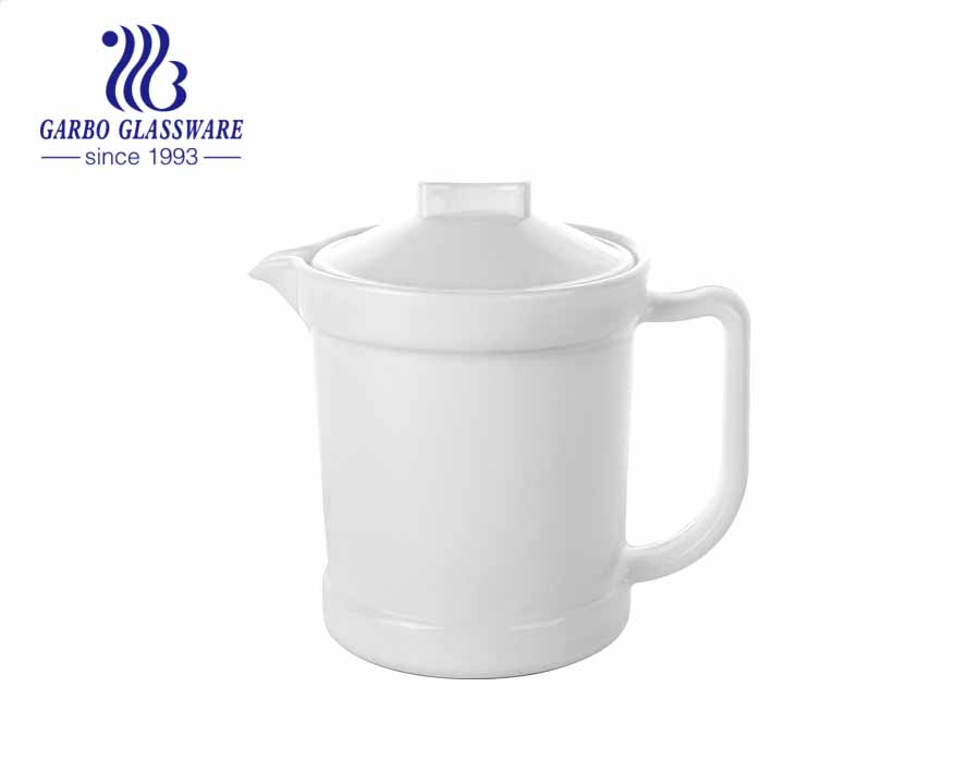 Capacidad de 680ml tetera de vidrio opalino blanco con diseño floral personalizado