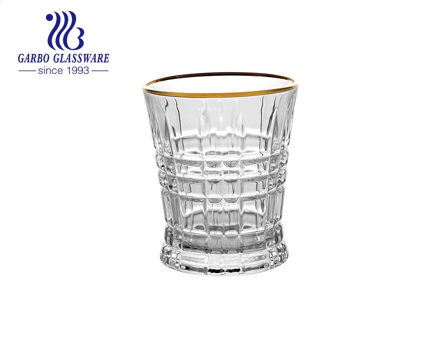 DIAMOND brand in stock 9oz-10oz 275ML engraved glass cup with custom gold silver rim