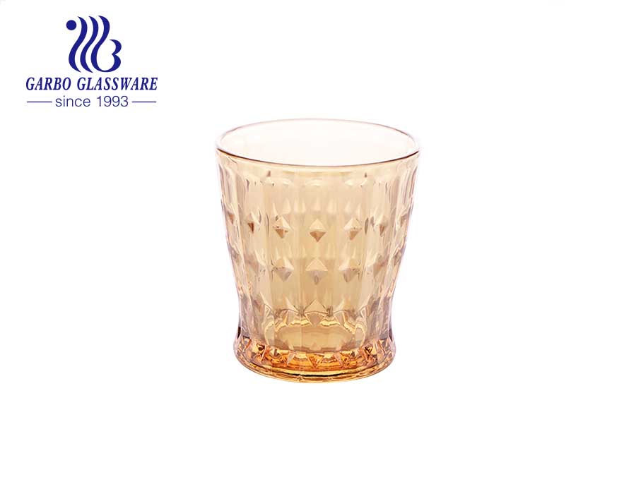 DIAMOND brand in stock 9oz-10oz 275ML engraved glass cup with custom gold silver rim