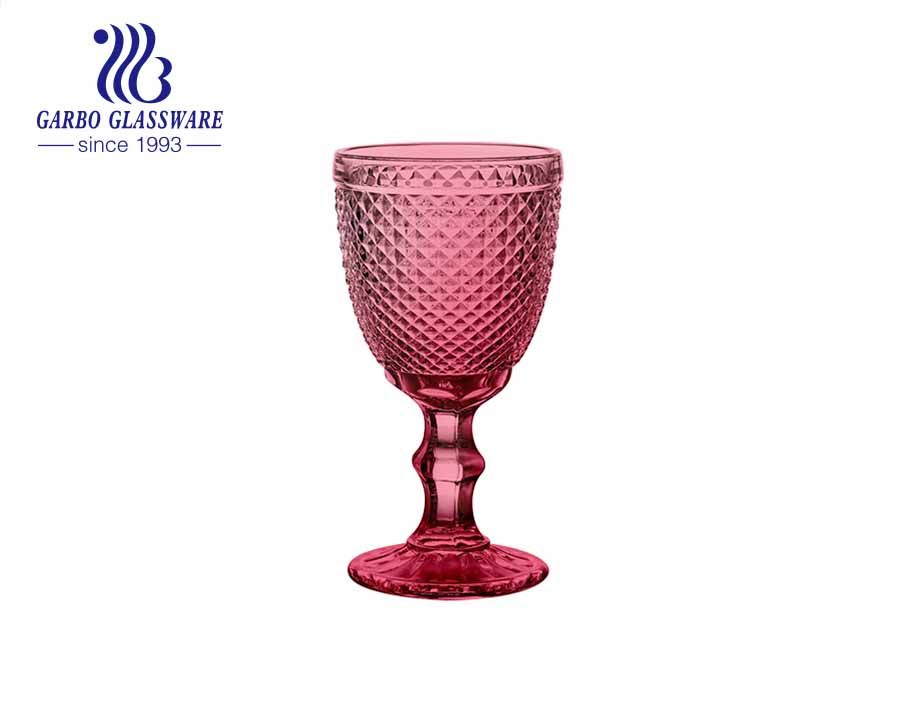 Bohemia Engraved Goblet Water Glass Cup Spray Color Food Grade Stemware 