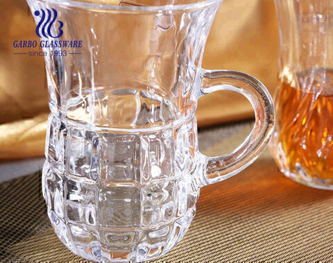 3oz Wholesale Turkish glass tea cups with handle home use clear tea mugs 