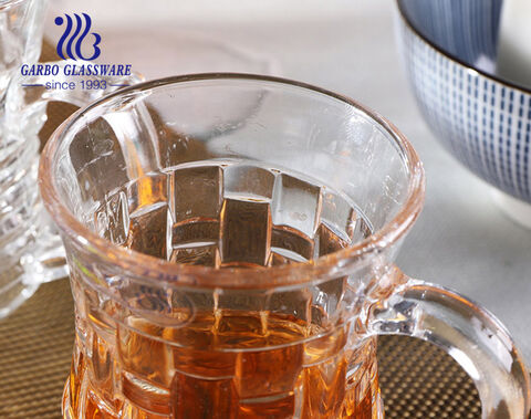 3 Unzen Großhandel türkische Glas Teetassen mit Griff zu Hause verwenden klare Teebecher