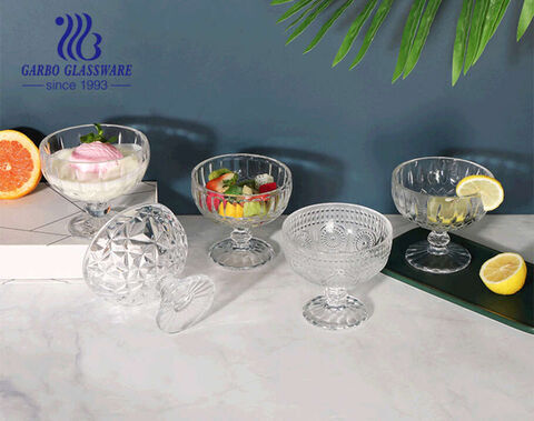 13oz big mouth design Glass Ice Cream Bowls, Sundae Cups, Fruit Salad Bowls lead free glass plate 