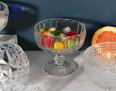 13oz big mouth design Glass Ice Cream Bowls, Sundae Cups, Fruit Salad Bowls lead free glass plate 