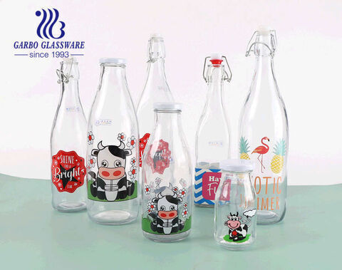 500ml cow design  milk juice bottle  creactive water glass bottle juice beverage outdoor lead free sporty bottle  