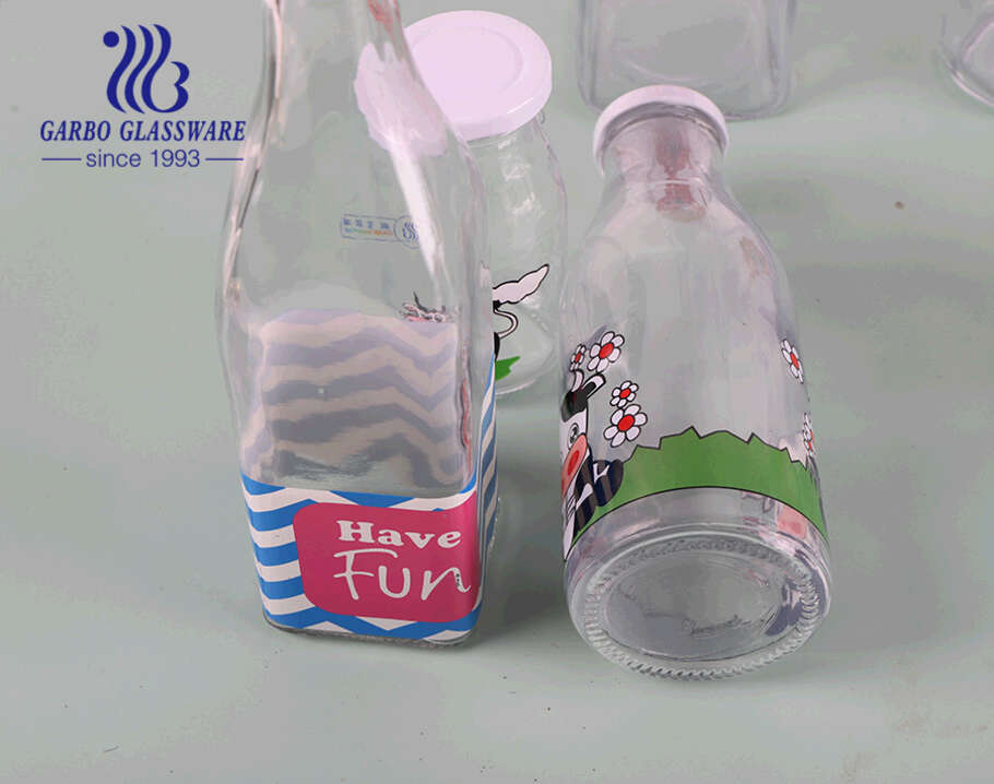 500ml cow design  milk juice bottle  creactive water glass bottle juice beverage outdoor lead free sporty bottle  