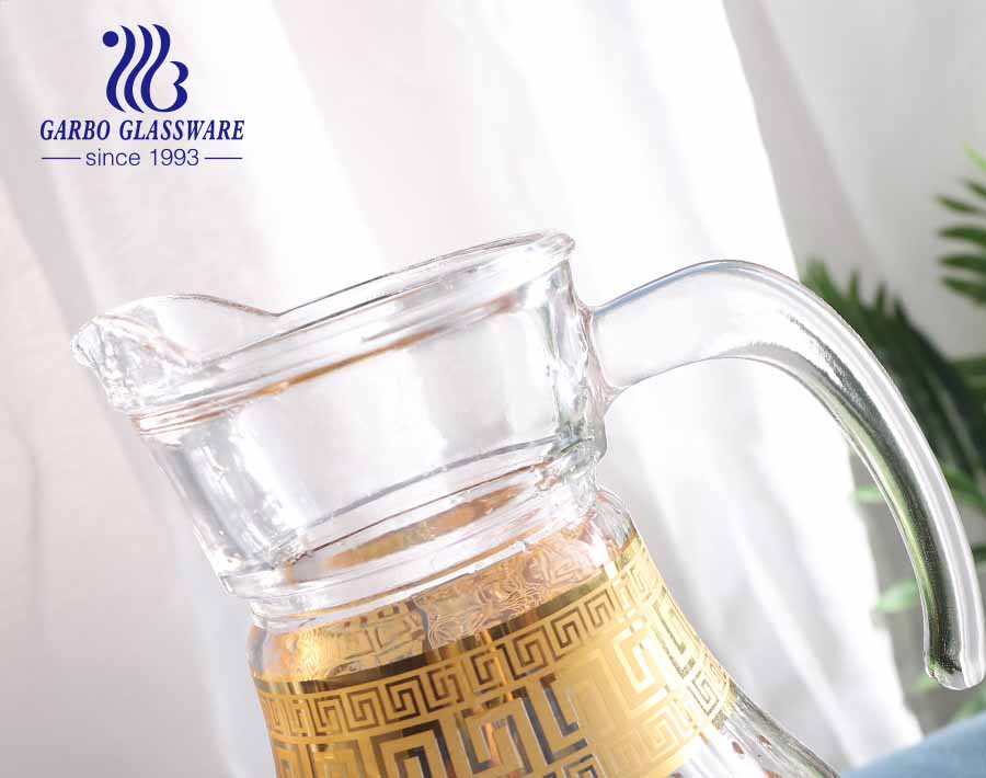 Handgemachte kundenspezifische Marke goldenes Muster dünne Glaswaren Set Glas Wasser Trinkbecher Tasse für Home Hotel Abendessen